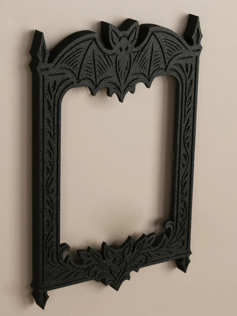 Gothic Bat Baroque Open Wall Frame Matte Black Witch Altar Display Frame